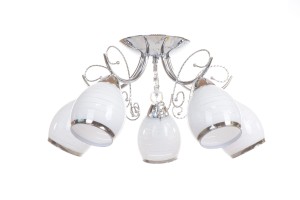 CARIATI-5 glamour chrom lampa żyrandol klosze szkło kryształki 5xE27