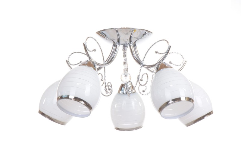 CARIATI-5 glamour chrom lampa żyrandol klosze szkło kryształki 5xE27 hurt
