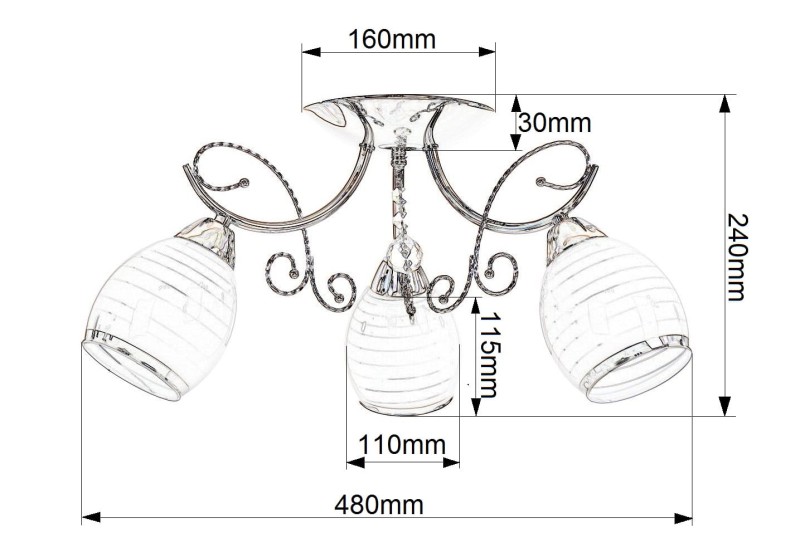 CARIATI-3 glamour chrom lampa żyrandol klosze szkło kryształki 3xE27 hurt