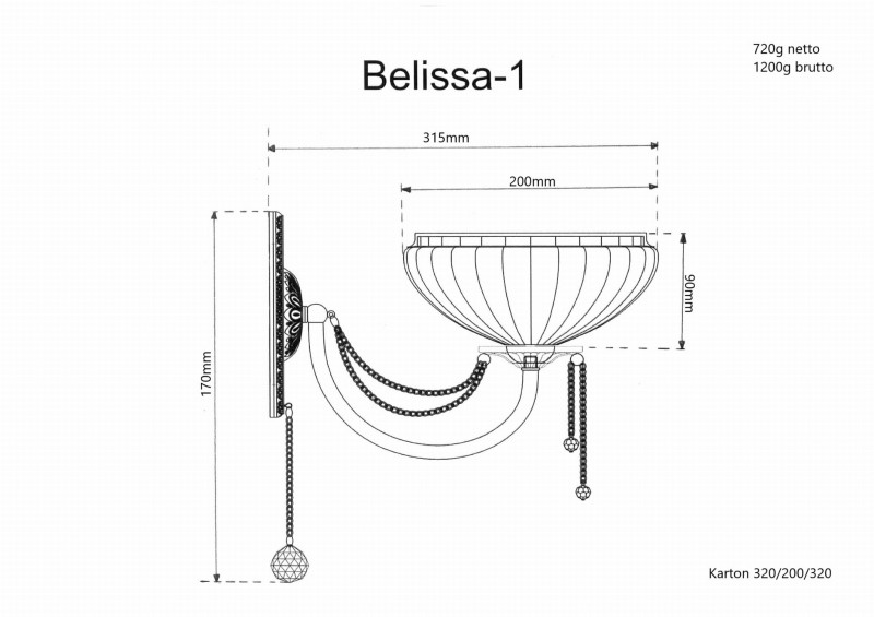 BELISSA-1 antique brass lampa kiniet