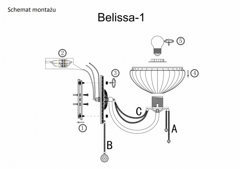 BELISSA-1 antique brass lampa kiniet
