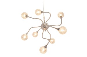 BELFAST-8 chrom lampa sufitowa klosz kula szklany "pająk" ramiona elastyczne 8xG9 