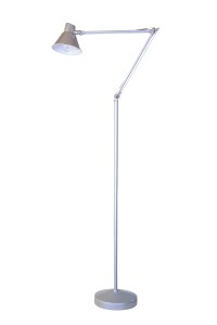 MT-707 srebrna lampa stojąca podłogowa styl vintage  industrial klosz metalowy ruchome ramiona i klosz Ø22cm ↕177cm 1xE27