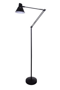 MT-707 czarna lampa stojąca podłogowa styl vintage industrial klosz metalowy ruchome ramiona i klosz Ø22cm ↕177cm 1xE27 