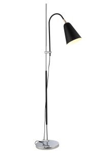 MONTREAL - czarna lampa podłogowa styl loft industrial  klosz ruchomy wyłącznik nożny ↕160cm ↔54cm 1xE27 hurt