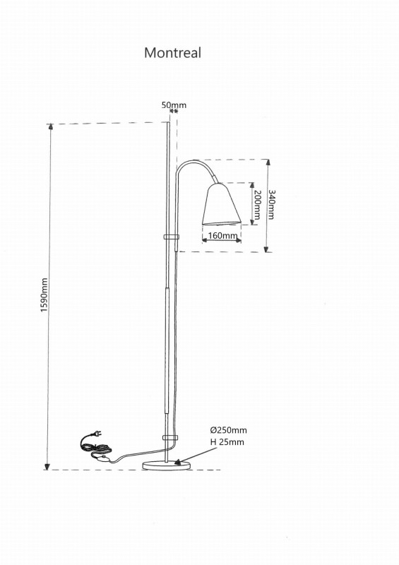 MONTREAL – czarna lampa podłogowa E27