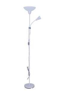 KEVIN biały mat lampa podłogowa stojąca klosze szklane mleczne ↕178cm  ↔28cm 1xE14/1xE27