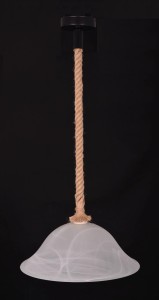 GINGER - nastrojowa lampa wisząca sznur jutowy klosz alabaster 
