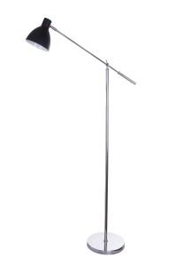 BASTIAN czarny mat +chrom lampa podłogowa klosz metalowy styl loft regulacja wysokości ruchome ramię i klosz 1xE27