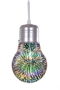 SIRIUS 1  chrom zjawiskowa ozdobna lampa sufitowa wisząca "żarówka" efekt trójwymiarowy 3D multicolor  Ø15cm ↕130cm  1xE27