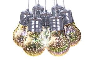 SIRIUS 7 chrom duża zjawiskowa ozdobna lampa sufitowa wisząca "7-żarówek" efekt trójwymiarowy 3D multicolor  Ø45cm ↕130cm  7xE27
