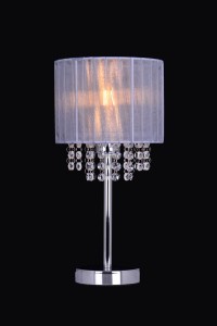PASSIONI-T szara lampa stołowa z kryształkami abażur styl glamour  1xE27  