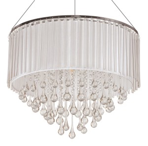 SILVAN-500  dostojna lampa wisząca kryształowa abażur wewnętrzny tkanina Ø50cm ↕29cm całk.120cm E27x6 