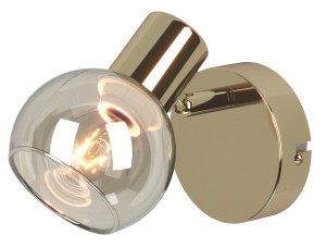 DESATO-1 złoty lampa ścienna kinkiet klosz amber bursztynowy 1xE14 