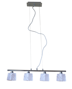 ANDY-4 chrom lampa sufitowa wisząca Oldtimer retro  vintage klosze z grubego zdobionego szkła. 